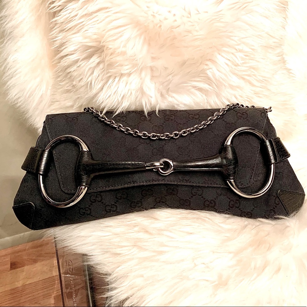 SOLD! Authentic Gucci Horsebit Large Canvas clutch